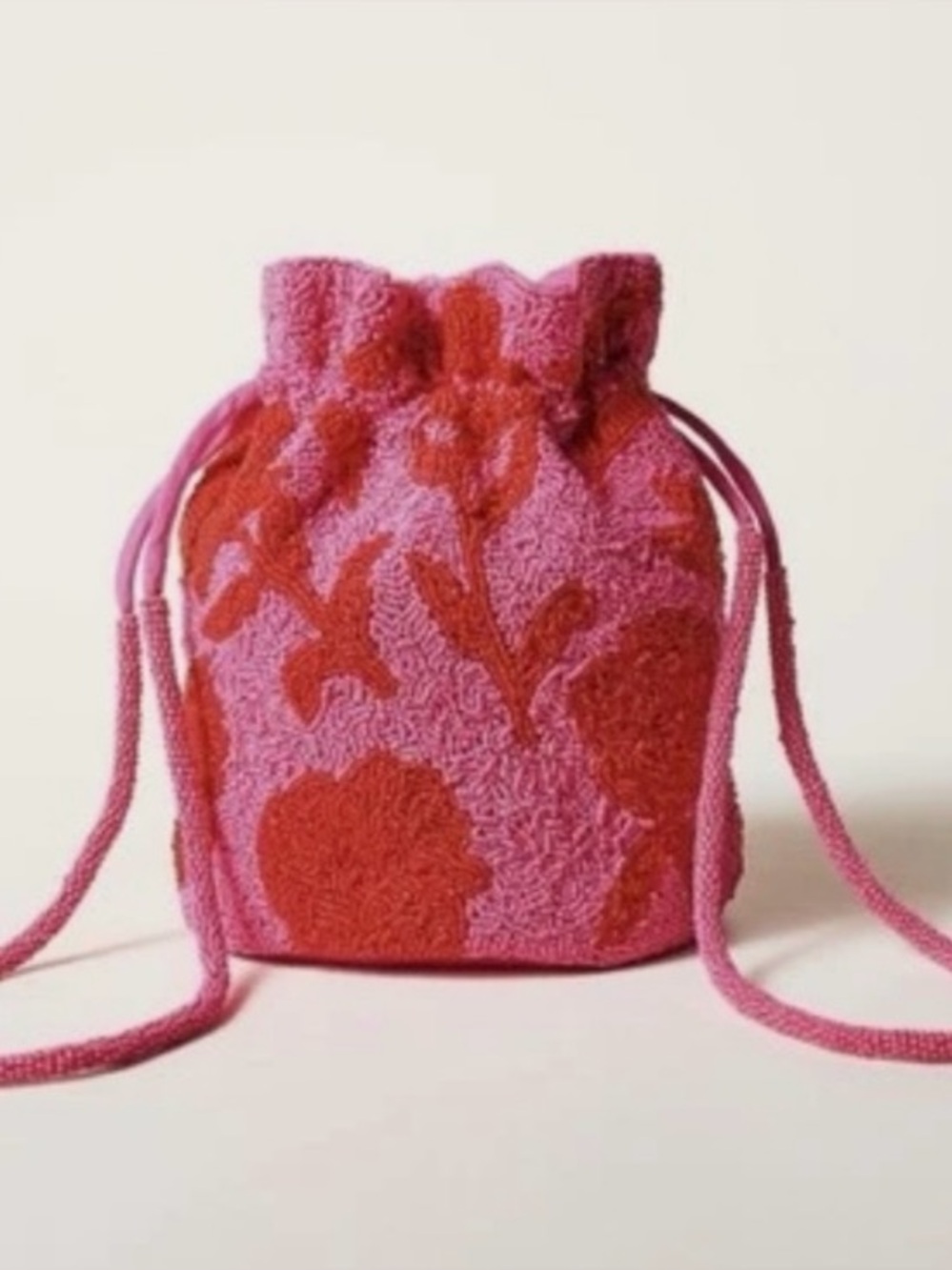 Kate Spade New York x Target Beaded Classic Rose Drawstring Bucket Bag Pink/ Red